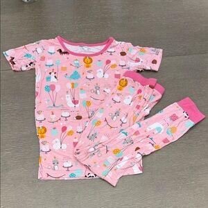 Little Sleepies Pink Kids Birthday Pajamas with Fun Animal Print